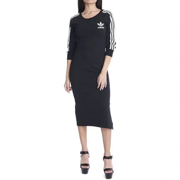 adidas Originals 3-Stripes Midi Dress - Picture 1 of 10